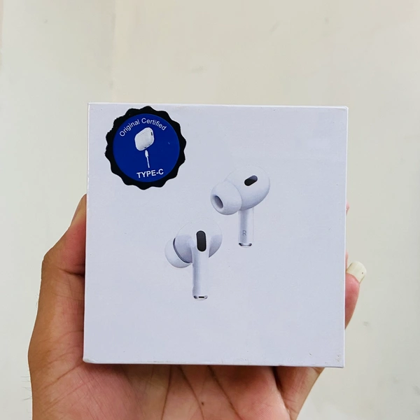 Airpod Pro2 💯% Og C type Pin Beep Sound+ Touch Volume Controller+ Magnet 🧲 Ear (WHITE 🤍)