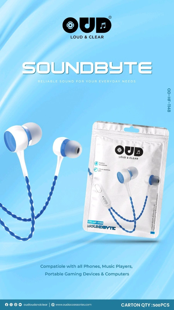 OUD OD-HF-1148 Soundbite Wired Earphone Premium Quality 