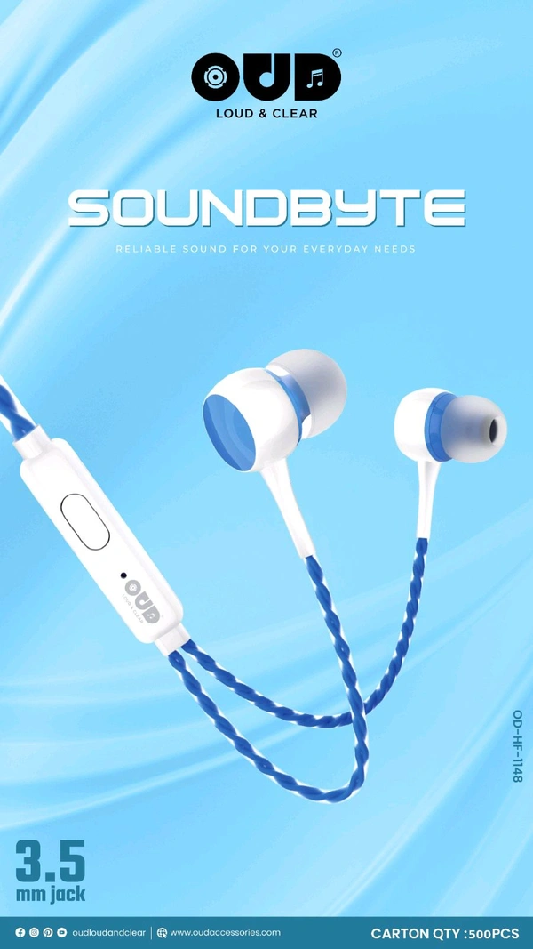 OUD OD-HF-1148 Soundbite Wired Earphone Premium Quality 