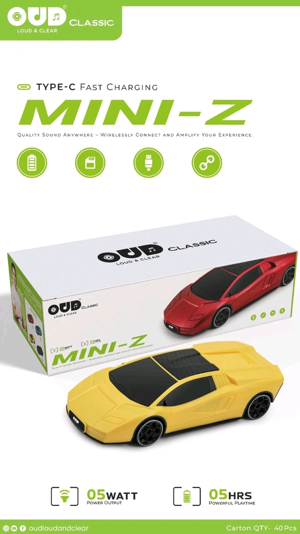OUD  New Mini-Z 5WAtt Type-C Car Bluetooth Speaker 🔊