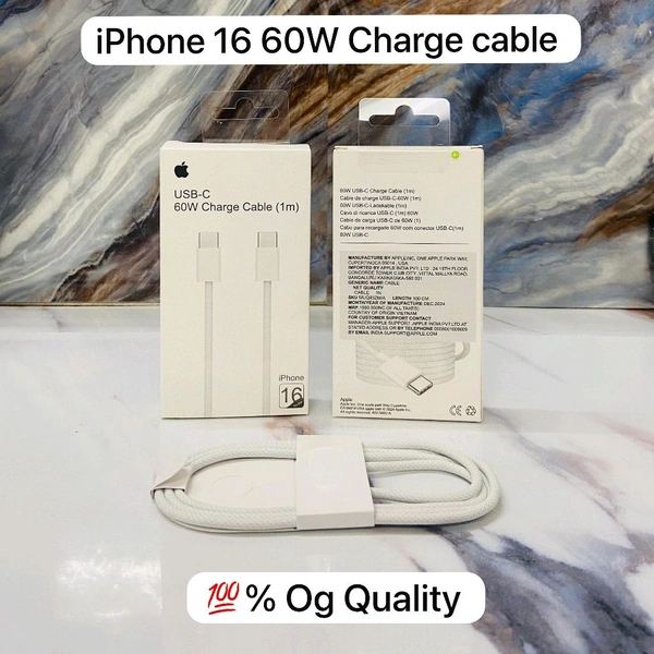 IPhone 16 💯% Og Premium Quality Data Transfer Cable 1by1 Box Packing With 1900MRP