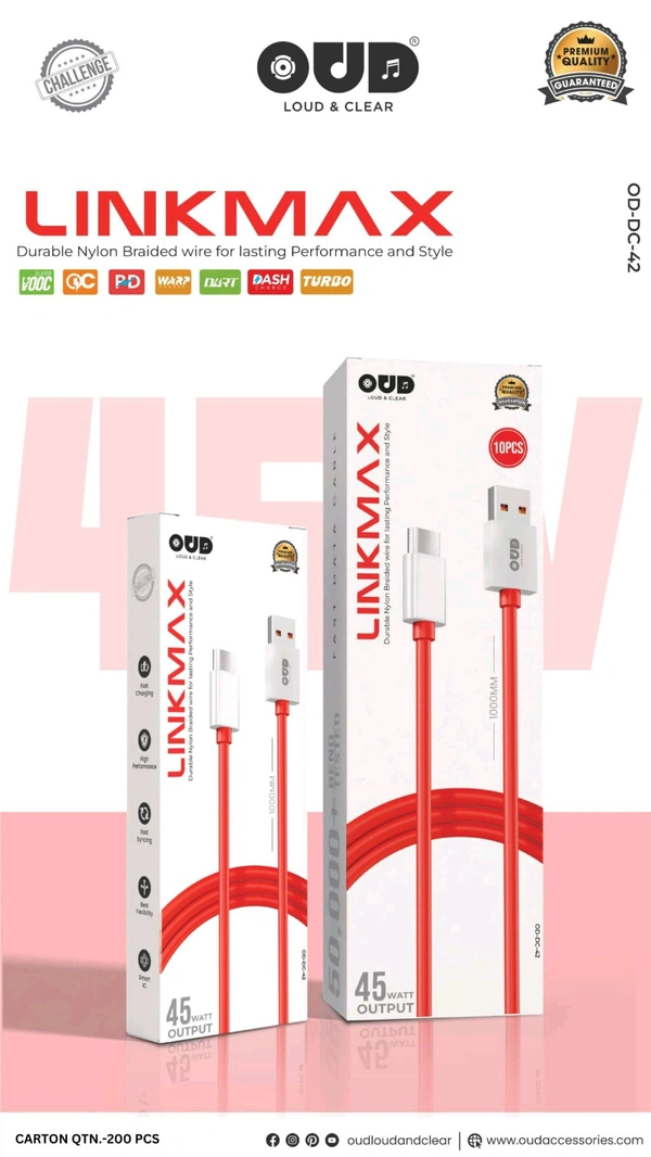 OUD LinkMax OD-DC-42 TC CABLE Super Vooc Supported 45W Output 