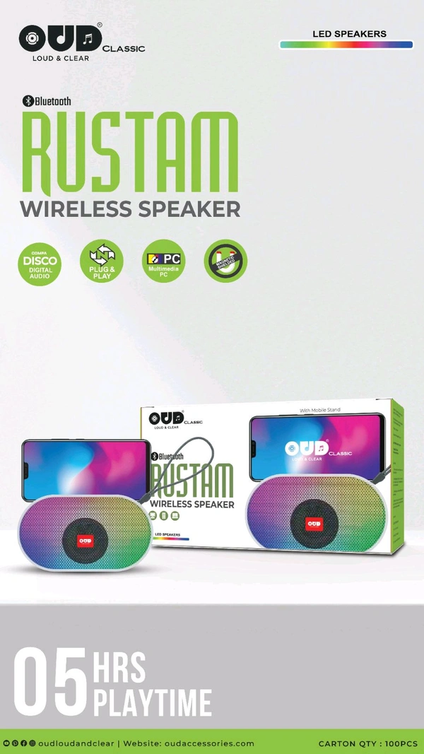 OUD Rustam Wireless Bluetooth Speaker With Led Light 