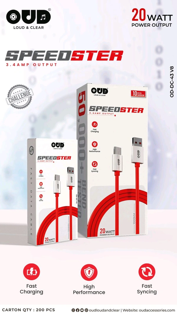 OUD SPEEDSTER 3.4Amp Micro USB (V8) 20Watt OutPut