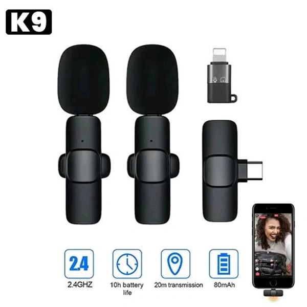 K9 Dual Wireless Clip Microphone Type C & Lightning
