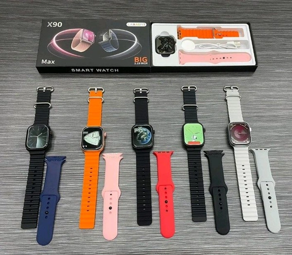 Laxasfit  New X90 Max Smart Watch Full Display Big Size Double Belt 