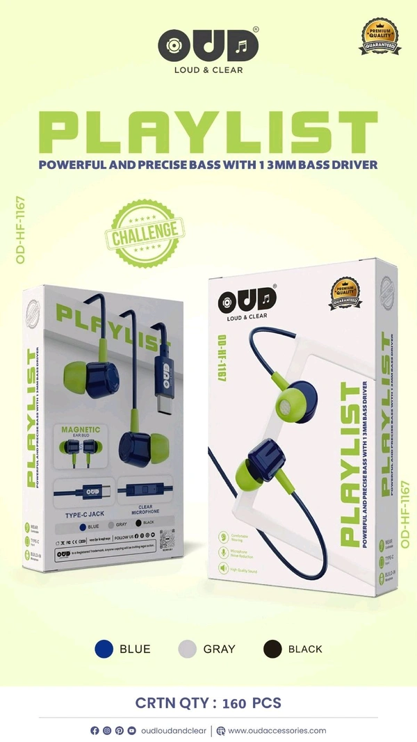 OUD Playlist Type-C OD-Haf-1167 Earphone Premium Quality (buy 10 Pcs Get 1 Bowl 🆓)