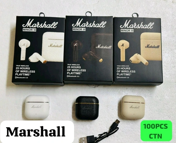 Marshall Minor-3 Earbuds Premium Quality Mix 3 Colour 