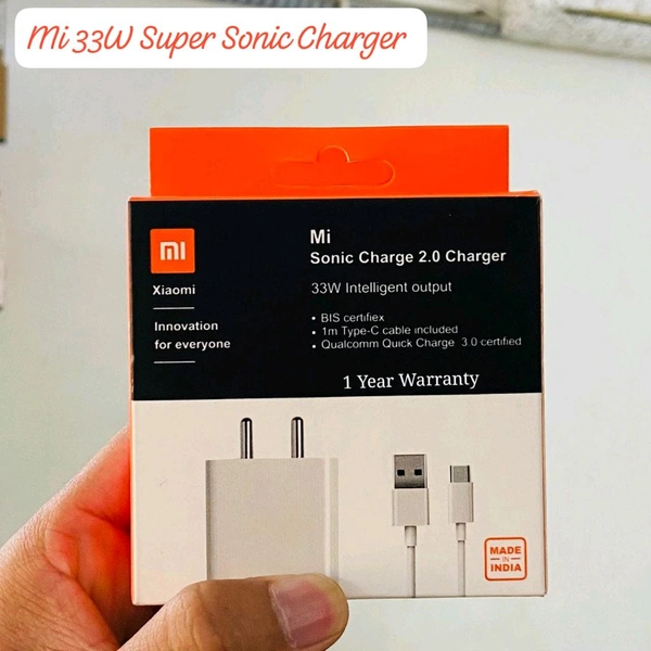 MI 33w Super Sonic Ultra Fast Charger Type-C With 1year Warranty 