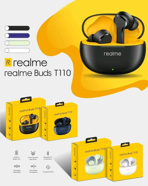 Realme Buds T110 Og Quality Super Sound Multi Colour Earbuds 