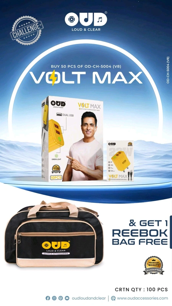 OUD OD-CH-5004 VOLTMAX Micro USB V8 Dual USB Charger 1year Warranty 