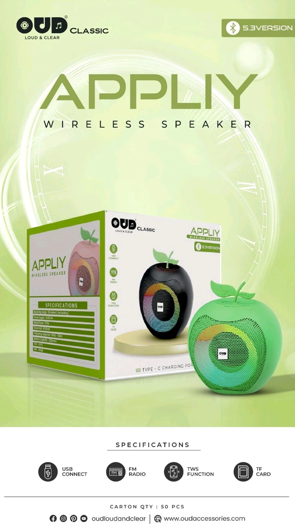 OUD Apply Wireless Bluetooth Speaker 🔊 Type-C Port 