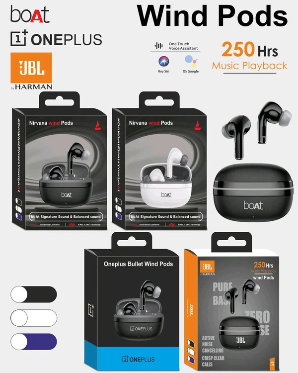 New WindPods Pure Extra Bass Sound Quality Earbuds Big Box Multi Colour  - Jbl