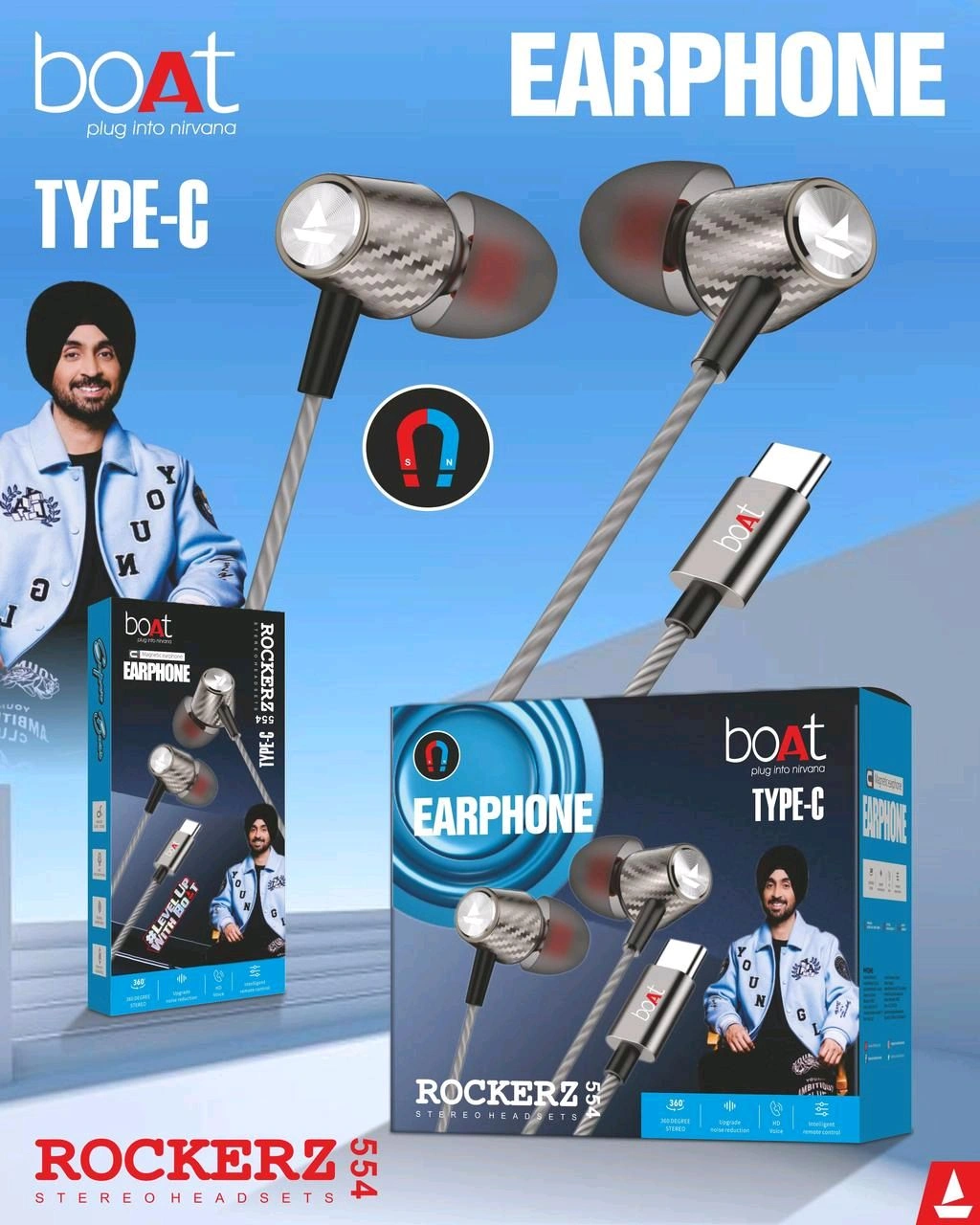 Rockerz 554 Type-C Megantic 🧲 Earphone Superb Sound Quality