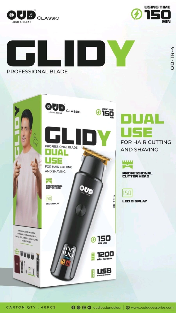 New OUD Glidy OD-TR-4 Dual Use (Hair Cutting & Saving) Led Display 1200mAh Battery 