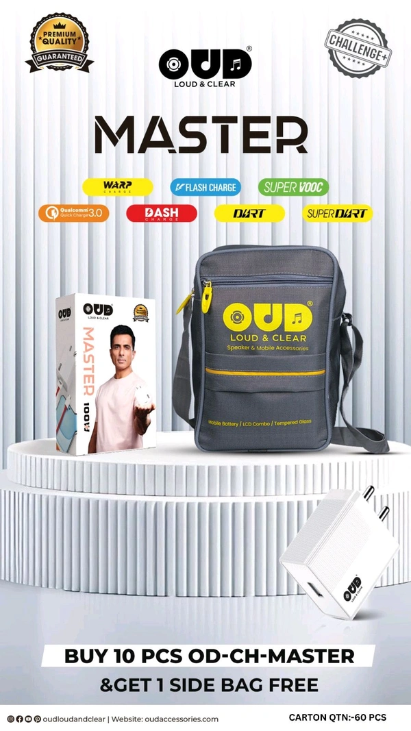 OUD  New Master 100W Super Vooc Qualcomm 3.0 Charger With Red Type-C Cable Buy 10 Pcs Get Bag Free 