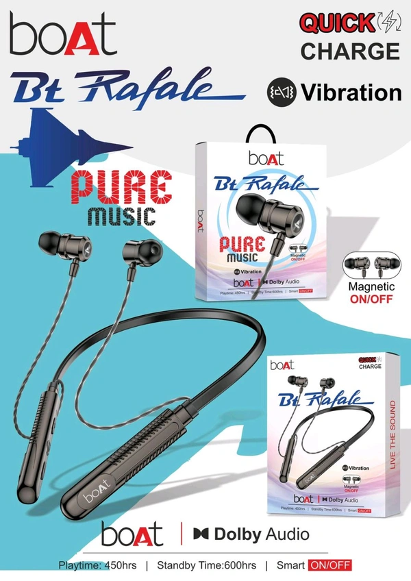 Boat  New Rafel Full Vibration & Metal & Magnet 🧲 Ear+ Magnetic 🧲 on off Bass Sound Neckband 