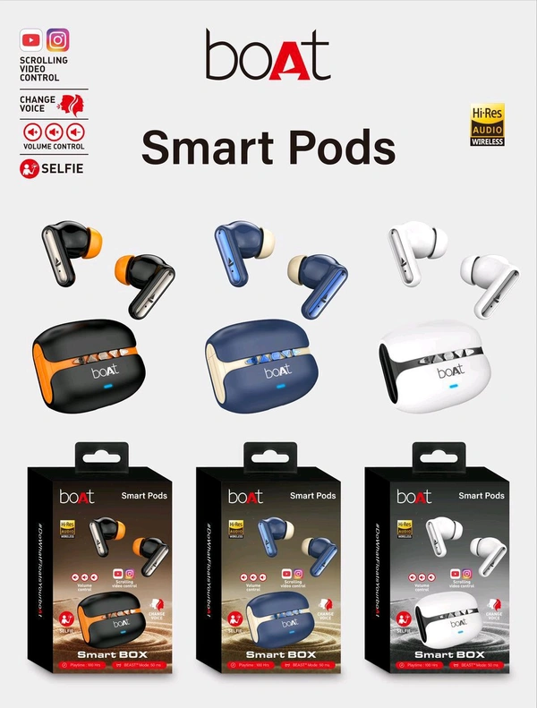 Boat  New Smart Pods Earbuds Stylish + Feature Loaded Premium Quality 