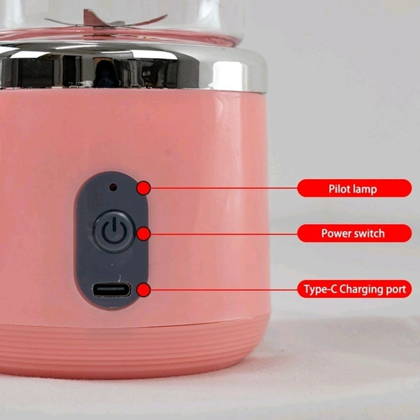 Portable Electric Juicer Blender – USB Rechargeable, 4 Blades, 520ml, 40W Powerful Motor for Smoothies & Juices 