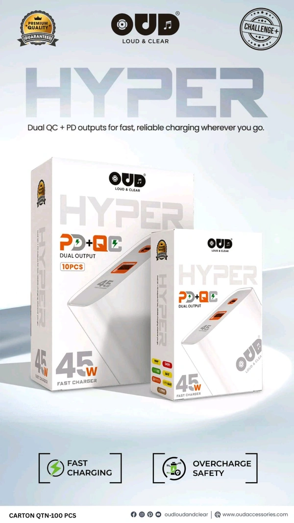 OUD HYPER PD+QC 45W Fast Charger Dual OutPut 