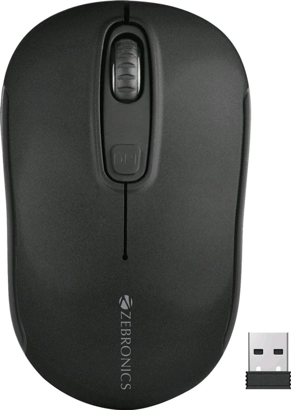 ZEBRONICS ZEB-Dash Wireless Ambidextrous Optical Mouse Wireless Mouse, 1600 DPI, 3-Level DPI, Lightweight,