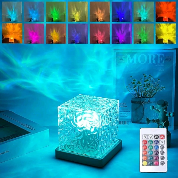Projector Lights Ocean Wave, Romantic Warm Ocean Wave Water Night Light Projector 3D Water Wave Effect, Romantic LED Light Projector Projection Lamps Crystal Table Lamp for Bedroom Decor