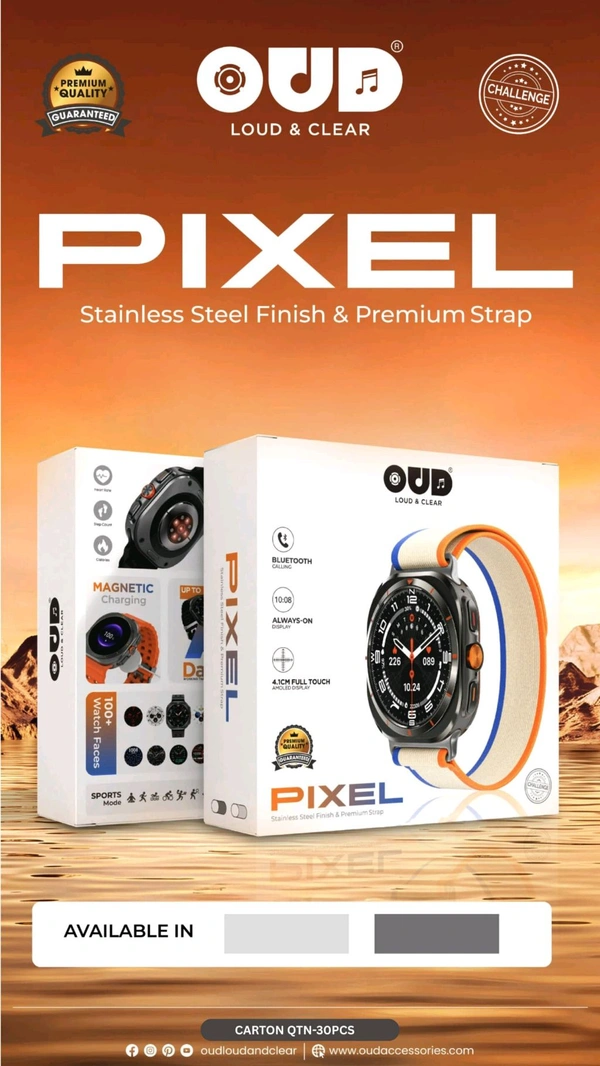 OUD Pixel Stainless Steel Finish & Premium Quality Smart Watch 