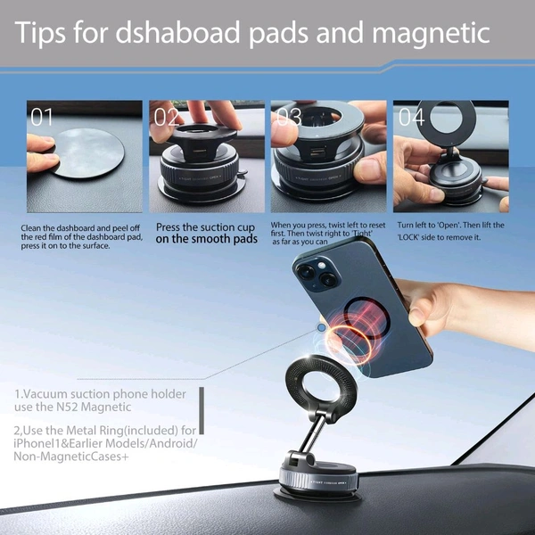 New K-009 Vacuum Magnetic Phone Holder Stand for Magsafe, 360° Adjustable 