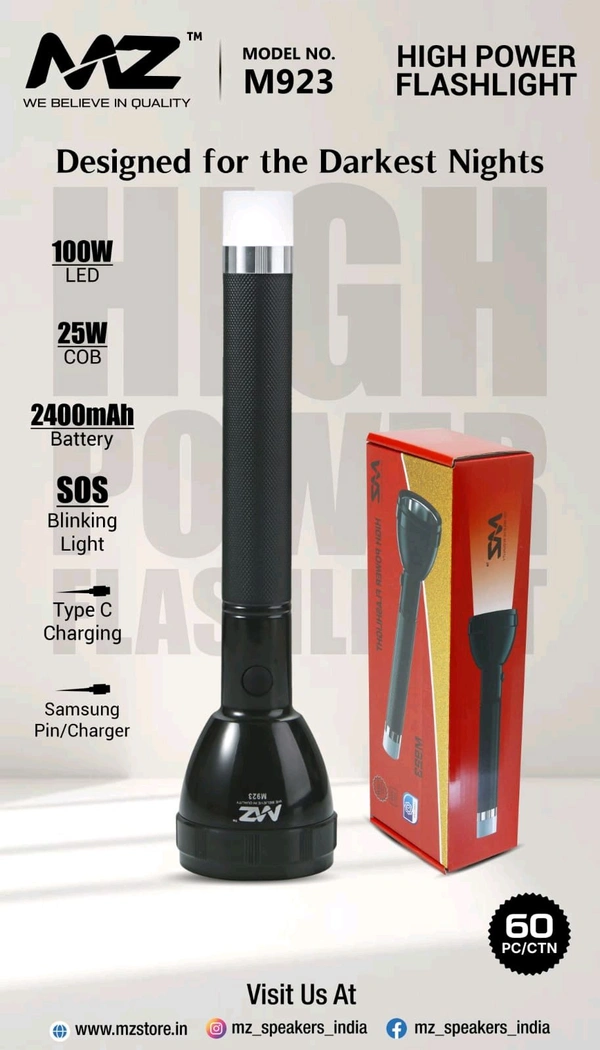 MZ M923 High Power Flashlight 100W 