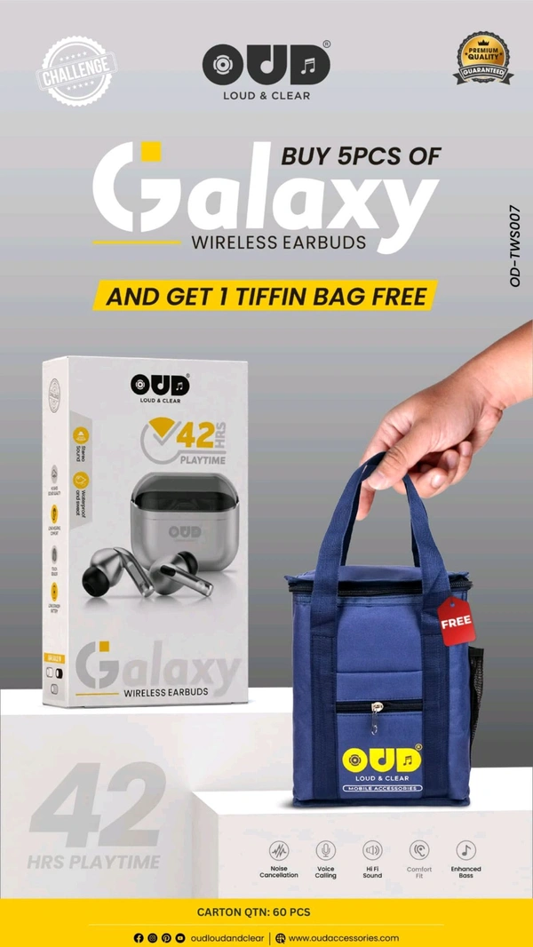OUD Galaxy Wireless Earbuds 42 HRS Playtime (Buy 5 PCs Get 1 Bag Free) 6 Month Warranty 