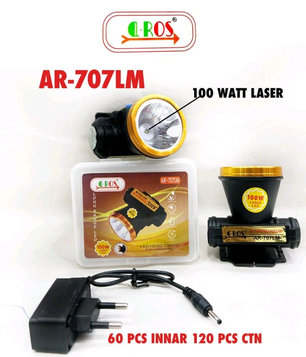 Aros AR-707LM 100Watt Laser Head Light Rechargeable 