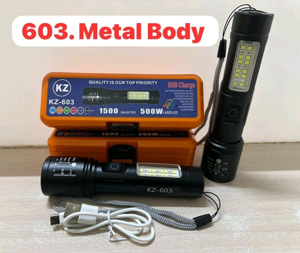 KZ-603 Metal Torch 500W Laser LED Torch 
