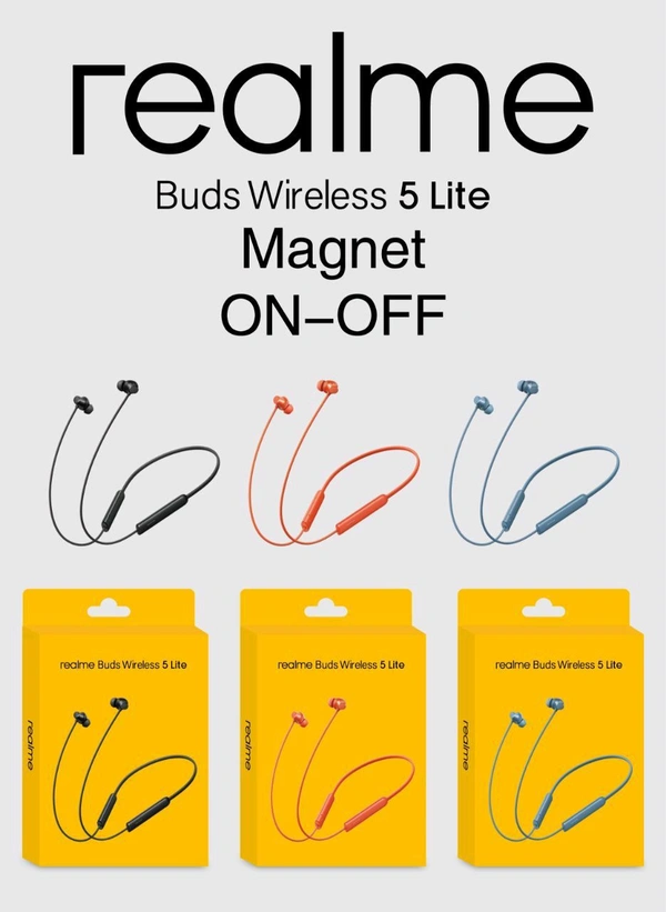 New 🆕 Realme Wireless 5 Lite Magnetic 🧲 on Off Extra Bass Sound Neckband 