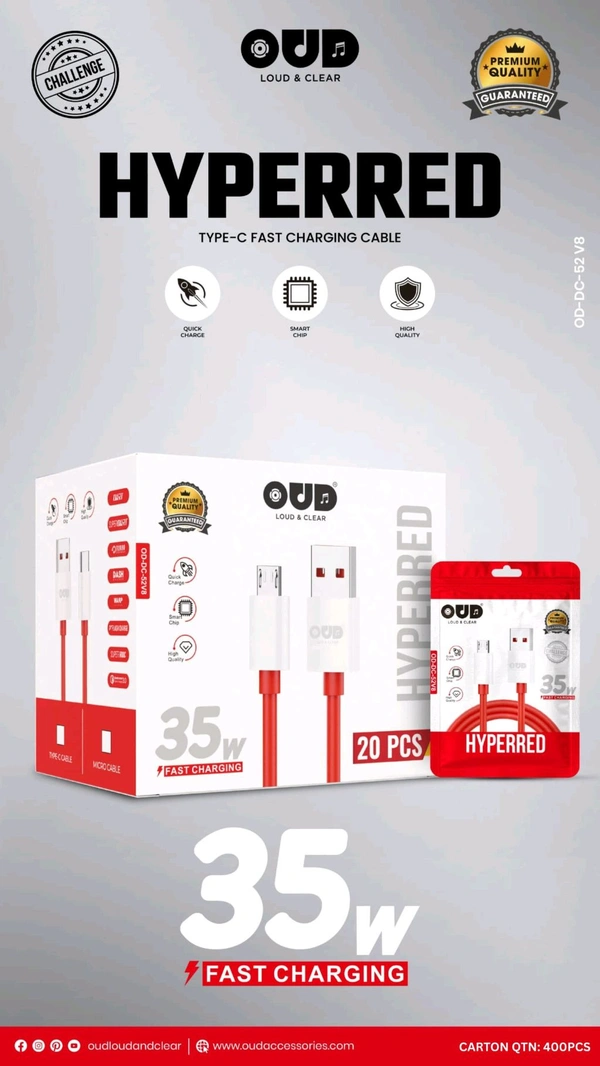 OUD HYPERRED OD-DC-51 V8 (Micro) 35W Ultra Fast Charging Cable 