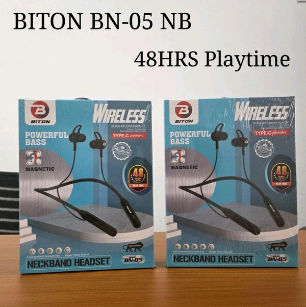BITON BN-05 48Hrs Playtime Powerful Bass Megnetic Type-C Charging Port Neckband 
