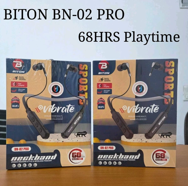 BITON BN-02 PRO Sports Vibration 📳 Magnetic 🧲 Neckband 68Hrs Playtime 