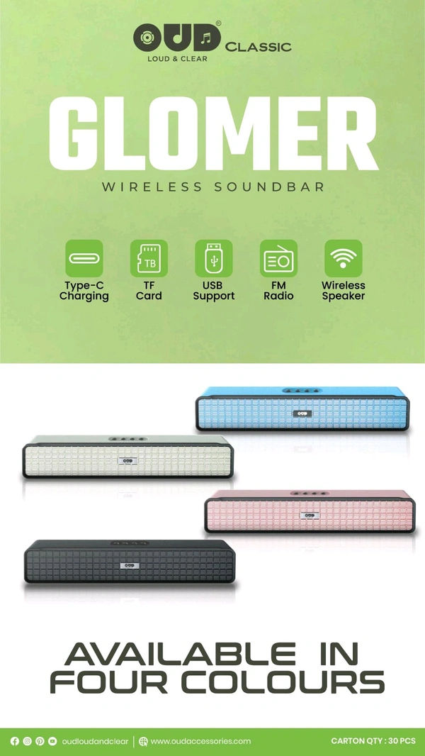 OUD Glomer Multi Colour's Wireless Bluetooth Speaker 🔊