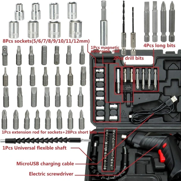 Cordless Electric Drill & Screwdriver Set, 3.6V Battery Ed Screwdriver Kit Including 