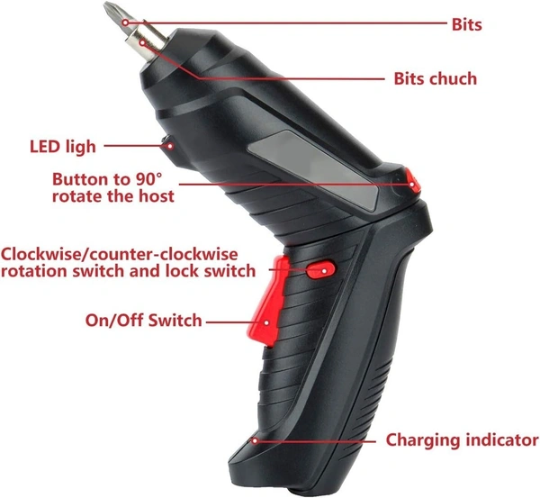 Cordless Electric Drill & Screwdriver Set, 3.6V Battery Ed Screwdriver Kit Including 