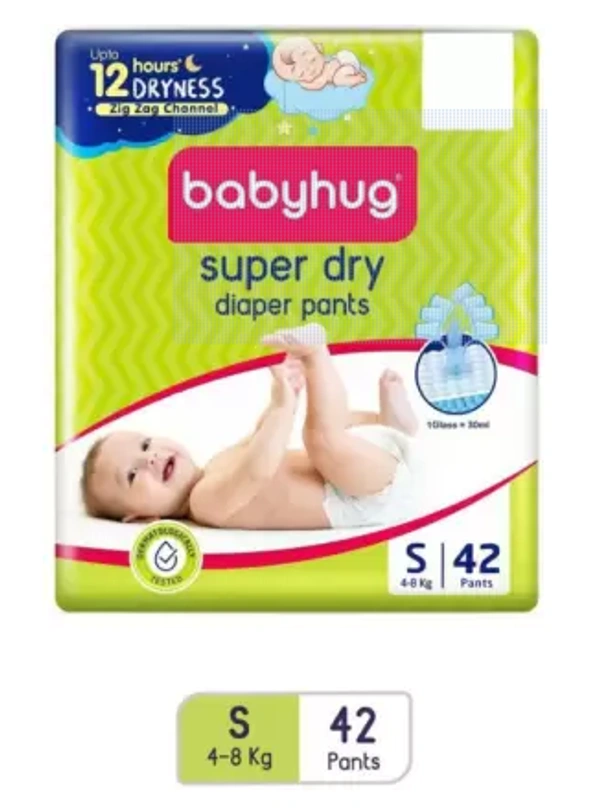 Baby hug SUPER DRY DIAPER PANTS *42* - S  (42 Pieces) - S-SIZE PACK OF 42