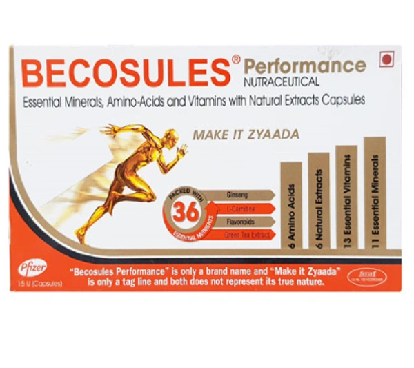 Becosules Performance Capsule with Minerals, Amino Acids & Vitamins - 1 Strip (10 Tablets)