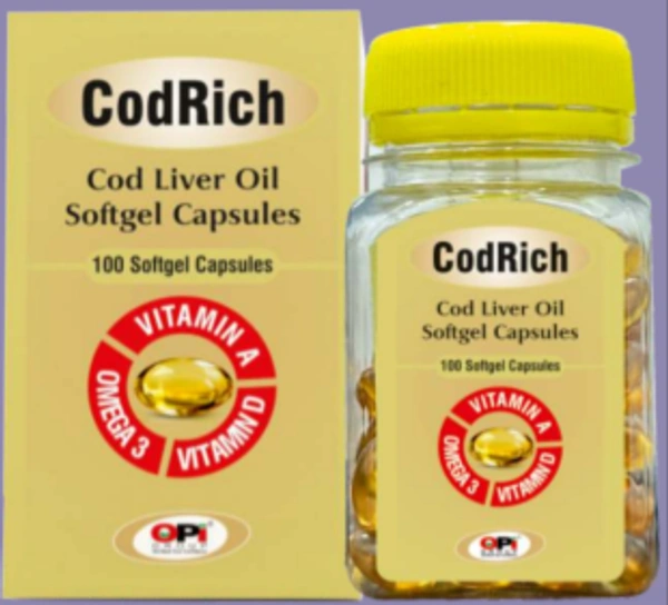 Codrich Softgel Cap - 100 Softgel Capules, Vitamin A, Vitamin D, Omega 3
