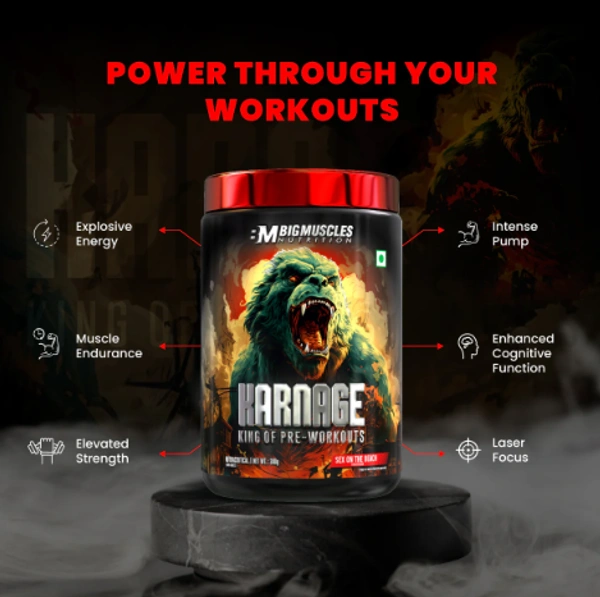 BIG MUSCLE NUTRITION KARNAGE - THE END OF PRE WORKOUT  - 300 GM (60 SERVINGS), SEX ON THE BEACH