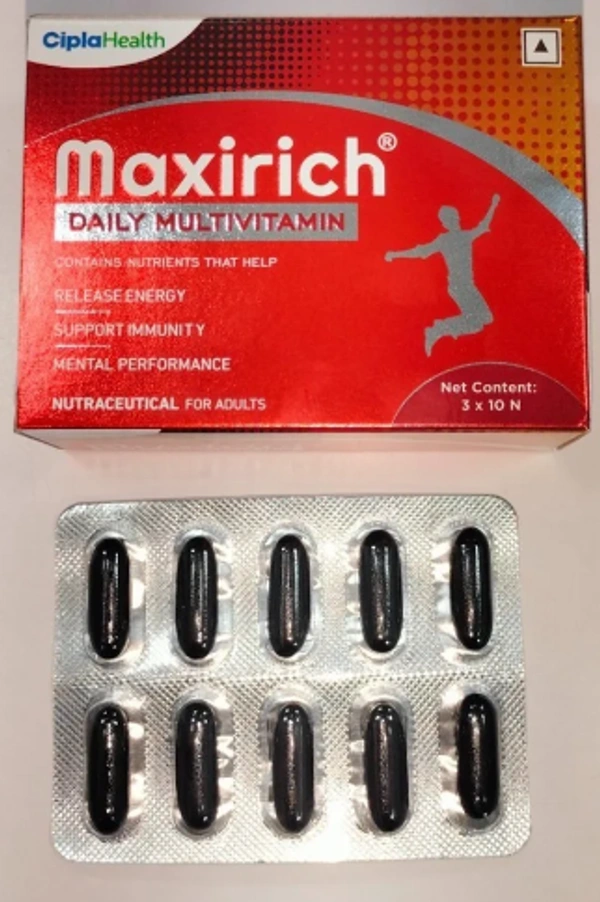 Maxirich Daily Multivitamin Softgel for Energy, Immunity & Performance - 1 STRIP (10 CAPSULES)