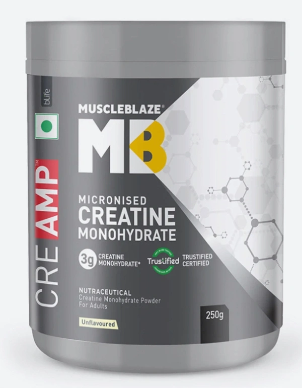 MuscleBlaze Creatine Monohydrate CreAMP, 250 g (0.55 lb) - Unflavoured, 250 Gm
