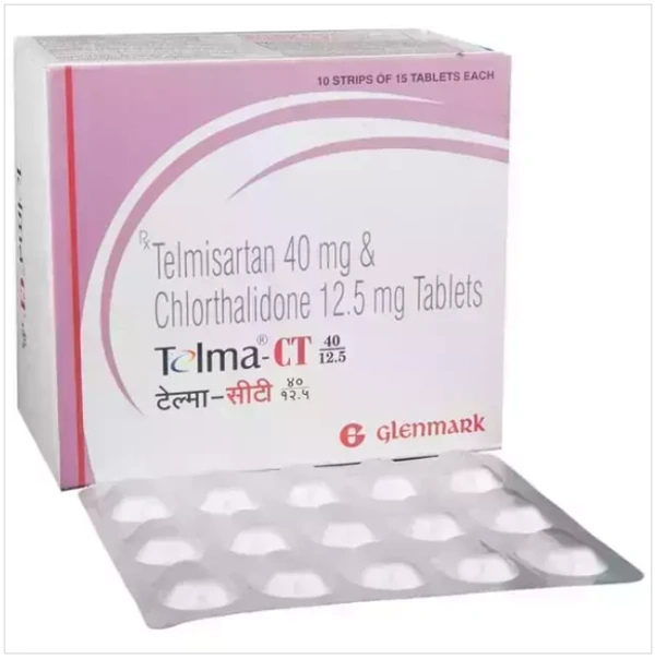 Telma-CT 40/12.5 Tablet - 1  Strip (15 Tablets), Telmisartan (40mg) + Chlorthalidone (12.5mg)