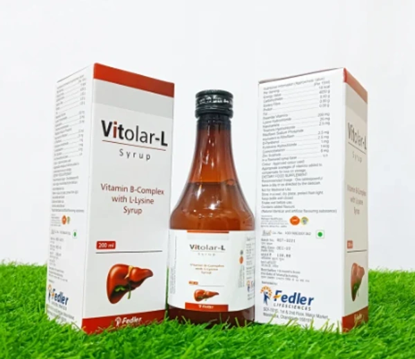 VITOLAR-L  SYRUP - 200ML, PINE APPLE, vitamin B- comolex with l -lysine