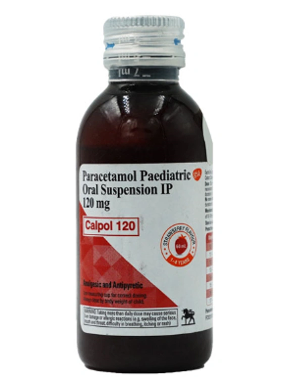 Calpol 120mg Suspension  - 60ml, strwaberry, Paracetamol (120mg/5ml)