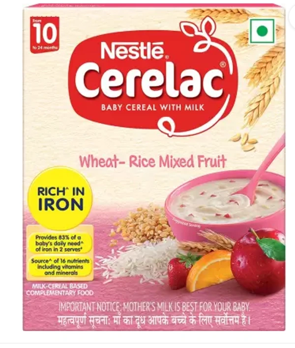 Nestle Cerelac Wheat-Rice Mixed Fruit (Stage 3) Cereal  (300 g, 10+ Months) - 300gm, Wheat Rice Mixed Fruit