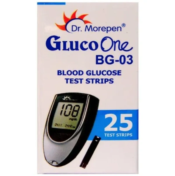 Dr Morepen Gluco One BG 03 Blood Glucose Test Strip (Only Strips) 25 strips - 25 Test Strips